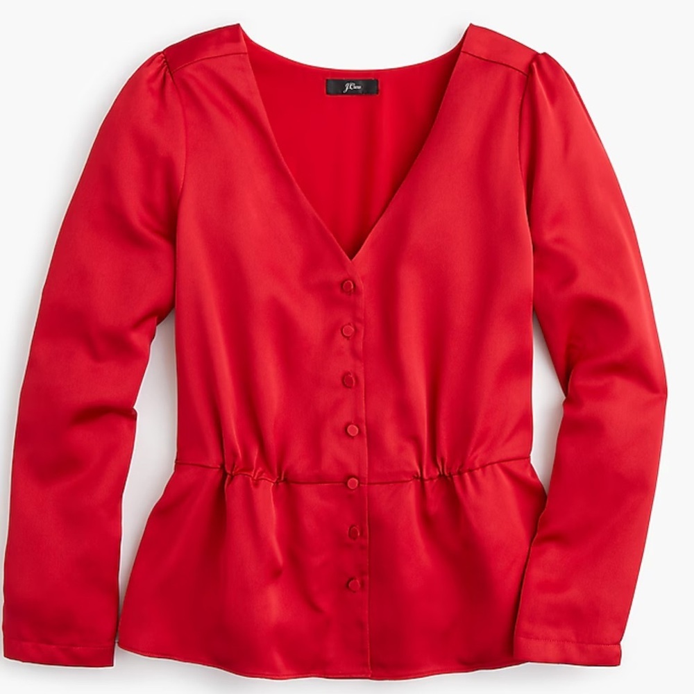 J. Crew‎ Scarlet Peplum Satin Blouse